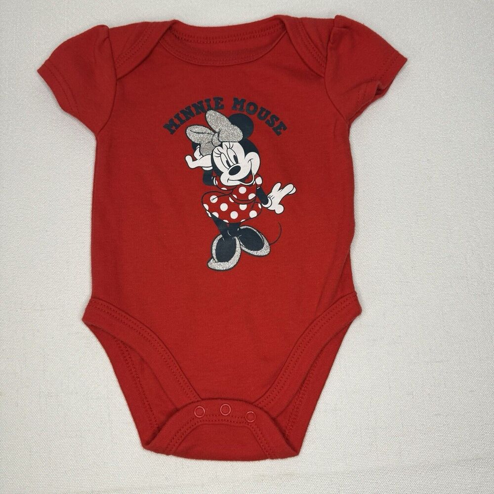 Minnie Mouse Short Sleeves One Piece 3-6 Months Bodysuit Disney Festive Classic